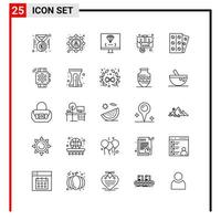 25 íconos generales para el diseño de sitios web, impresión y aplicaciones móviles 25 símbolos de contorno signos aislados en fondo blanco 25 icon pack creative black icon vector background