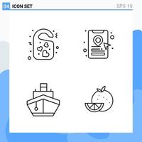 Modern 4 Line style icons Outline Symbols for general use Creative Line Icon Sign Isolated on White Background 4 Icons Pack Creative Black Icon vector background