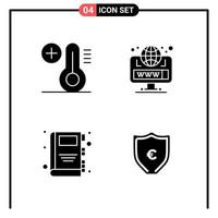 Set of 4 Solid Style Icons for web and mobile Glyph Symbols for print Solid Icon Signs Isolated on White Background 4 Icon Set Creative Black Icon vector background