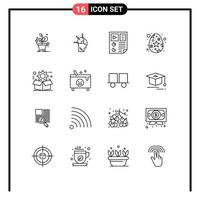 Outline Pack of 16 Universal Symbols of box spring data egg seo Editable Vector Design Elements