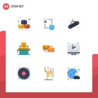 9 Flat Color concept for Websites Mobile and Apps correspondence forward pocket reply publish Editable Vector Design Elements