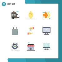 9 Creative Icons Modern Signs and Symbols of bureaucracy bribe arrows security lock pad Editable Vector Design Elements