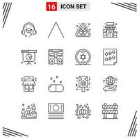 16 Icons Line Style Grid Based Creative Outline Symbols for Website Design Simple Line Icon Signs Isolated on White Background 16 Icon Set Creative Black Icon vector background