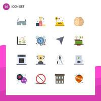 16 Flat Color concept for Websites Mobile and Apps investment knowledge business hemisphere brain Editable Pack of Creative Vector Design Elements