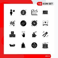 User Interface Pack of 16 Basic Solid Glyphs of mouse interface business input bag Editable Vector Design Elements