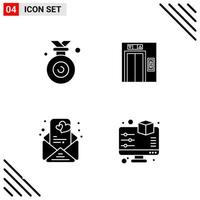 Pixle Perfect Set of 4 Solid Icons Glyph Icon Set for Webite Designing and Mobile Applications Interface Creative Black Icon vector background