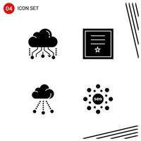 Collection of 4 Vector Icons in solid style Pixle Perfect Glyph Symbols for Web and Mobile Solid Icon Signs on White Background 4 Icons Creative Black Icon vector background