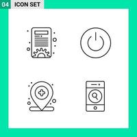 Pack of 4 Line Style Icon Set Outline Symbols for print Creative Signs Isolated on White Background 4 Icon Set Creative Black Icon vector background