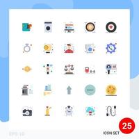 Group of 25 Flat Colors Signs and Symbols for gift printer seo heart btc Editable Vector Design Elements