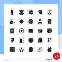 Modern Set of 25 Solid Glyphs and symbols such as investment growth finance flower shop Editable Vector Design Elements