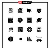 16 Universal Solid Glyph Signs Symbols of favorite interface search engine thumbs down interface moon Editable Vector Design Elements