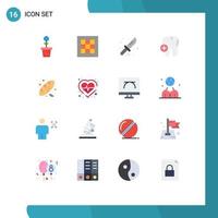 Modern Set of 16 Flat Colors Pictograph of baking medical area hospital knife Editable Pack of Creative Vector Design Elements