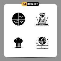 4 Black Icon Pack Glyph Symbols Signs for Responsive designs on white background 4 Icons Set Creative Black Icon vector background