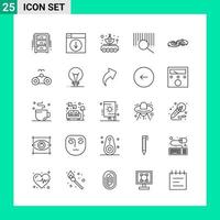 Pack of 25 Line Style Icon Set Outline Symbols for print Creative Signs Isolated on White Background 25 Icon Set Creative Black Icon vector background