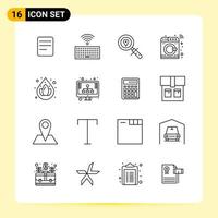 16 Creative Icons for Modern website design and responsive mobile apps 16 Outline Symbols Signs on White Background 16 Icon Pack Creative Black Icon vector background