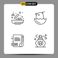 4 Black Icon Pack Outline Symbols Signs for Responsive designs on white background 4 Icons Set Creative Black Icon vector background