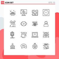 Set of 16 Modern UI Icons Symbols Signs for beach modern installation electronic sale Editable Vector Design Elements