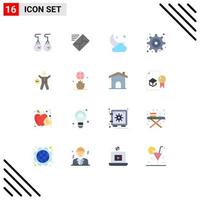 Editable Vector Line Pack of 16 Simple Flat Colors of gym settings moon gear new Editable Pack of Creative Vector Design Elements