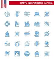 25 USA Blue Pack of Independence Day Signs and Symbols of day ball festival basketball cap Editable USA Day Vector Design Elements