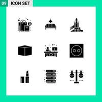 Universal Icon Symbols Group of 9 Modern Solid Glyphs of counter product bomb cargo political Editable Vector Design Elements