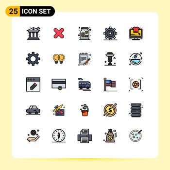 Editable Vector Line Pack of 25 Simple Filled line Flat Colors of percent ui capital setting basic Editable Vector Design Elements