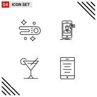 conjunto perfecto de píxeles de 4 iconos de línea conjunto de iconos de esquema para el diseño de sitios web y la interfaz de aplicaciones móviles fondo de vector de icono negro creativo