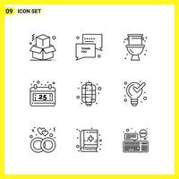 9 Icon Set Simple Line Symbols Outline Sign on White Background for Website Design Mobile Applications and Print Media Creative Black Icon vector background