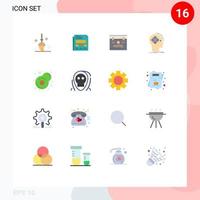 16 Flat Color concept for Websites Mobile and Apps egg mind sign human cyber Editable Pack of Creative Vector Design Elements