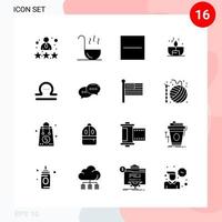 Vector Pack of 16 Icons in Solid Style Creative Glyph Pack isolated on White Background for Web and Mobile Creative Black Icon vector background