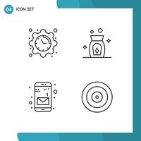 Set of 4 Modern UI Icons Symbols Signs for setting mobile time spa finance Editable Vector Design Elements