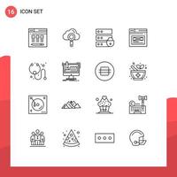 Set of 16 Commercial Outlines pack for medical design electronic website page Editable Vector Design Elements