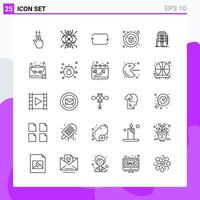 conjunto de 25 iconos en estilo de línea símbolos de contorno creativo para el diseño de sitios web y aplicaciones móviles signo de icono de línea simple aislado en fondo blanco 25 iconos creativo fondo de vector de icono negro