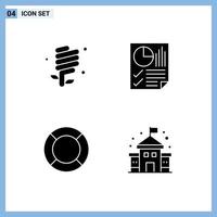 Pictogram Set of 4 Simple Solid Glyphs of earth day report environmental protection data essential Editable Vector Design Elements