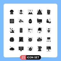 Pack of 25 creative Solid Glyphs of juice alcohol space sport rack Editable Vector Design Elements