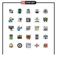 Set of 25 Modern UI Icons Symbols Signs for gear oil lamp task lamp fire Editable Vector Design Elements