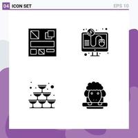 4 Creative Icons Modern Signs and Symbols of design wine click online payment easter Editable Vector Design Elements