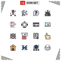 Pack of 16 creative Flat Color Filled Lines of finance wifi mark iot internet Editable Creative Vector Design Elements