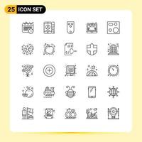 Group of 25 Lines Signs and Symbols for devices newsletter diamonds mail three Editable Vector Design Elements