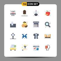 Set of 16 Modern UI Icons Symbols Signs for vegetable diet launch apple entrepreneur Editable Pack of Creative Vector Design Elements