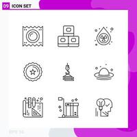 Line Icon set Pack of 9 Outline Icons isolated on White Background for Web Print and Mobile Creative Black Icon vector background