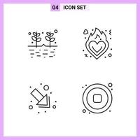 4 Icons in Line Style Outline Symbols on White Background Creative Vector Signs for Web mobile and Print Creative Black Icon vector background