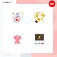 Pictogram Set of 4 Simple Flat Icons of bag easter love agriculture brainstorming Editable Vector Design Elements