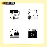 4 Creative Icons for Modern website design and responsive mobile apps 4 Glyph Symbols Signs on White Background 4 Icon Pack Creative Black Icon vector background