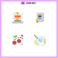 4 Universal Flat Icon Signs Symbols of buildings berry park certificate food Editable Vector Design Elements