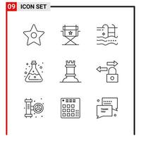 9 General Icons for website design print and mobile apps 9 Outline Symbols Signs Isolated on White Background 9 Icon Pack Creative Black Icon vector background