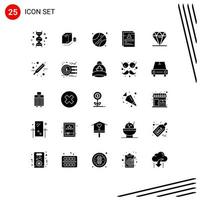 Pictogram Set of 25 Simple Solid Glyphs of diamond student bundle staff page Editable Vector Design Elements