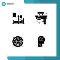 Pictogram Set of 4 Simple Solid Glyphs of medical internet hospital summer world Editable Vector Design Elements