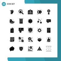 Universal Icon Symbols Group of 25 Modern Solid Glyphs of internet left shopping fast forward investment Editable Vector Design Elements