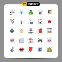User Interface Pack of 25 Basic Flat Colors of process transport business tramway cortege Editable Vector Design Elements