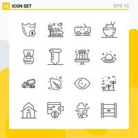 Collection of 16 Universal Line Icons Icon Set for Web and Mobile Creative Black Icon vector background